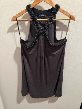 Express Women's Size L Black Beaded Halter Tank Top